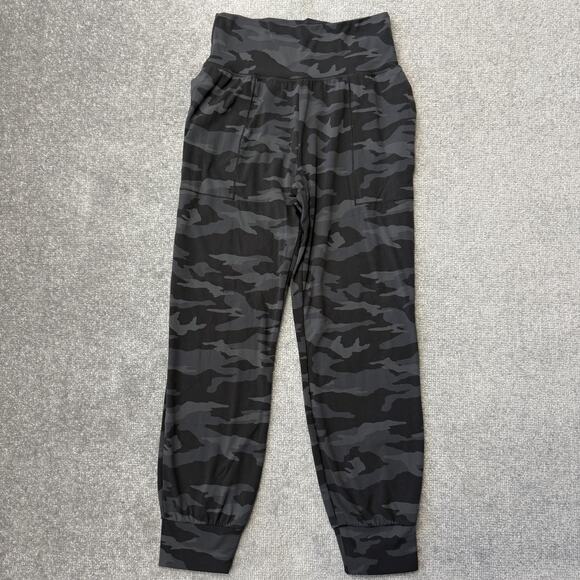 Athleta Salutation Camo Jogger Pants Womens Small Black Gray High Rise Yoga - Picture 1 of 11